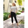 imageZeagoo Womens Knit Short Sleeve Tops Summer Pullover Blouse Basic Casual ShirtStripe02