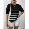 imageZeagoo Womens Knit Short Sleeve Tops Summer Pullover Blouse Basic Casual ShirtStripe03