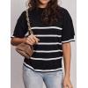 imageZeagoo Womens Knit Short Sleeve Tops Summer Pullover Blouse Basic Casual ShirtStripe03