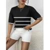 imageZeagoo Womens Knit Short Sleeve Tops Summer Pullover Blouse Basic Casual ShirtStripe03