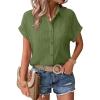 imageZeagoo Womens Button Down Shirts Casual Short Sleeve Dress Shirt Textured Collared Summer Work BlouseLight Green