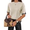 imageZeagoo Womens Knit Short Sleeve Tops Summer Pullover Blouse Basic Casual ShirtApricot