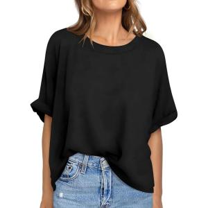 imageZeagoo Women Oversized TShirt Summer Casual Short Sleeve Loose Tee TopsBlack