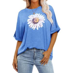 imageZeagoo Women Oversized TShirt Summer Casual Short Sleeve Loose Tee TopsBlue