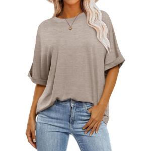 imageZeagoo Women Oversized TShirt Summer Casual Short Sleeve Loose Tee TopsBrown