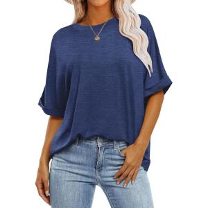 imageZeagoo Women Oversized TShirt Summer Casual Short Sleeve Loose Tee TopsNavy Blue