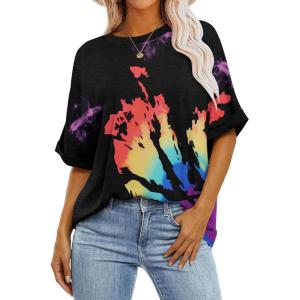 imageZeagoo Women Oversized TShirt Summer Casual Short Sleeve Loose Tee TopsRainbow