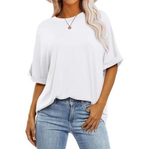 imageZeagoo Women Oversized TShirt Summer Casual Short Sleeve Loose Tee TopsWhite
