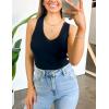 imageZeagoo Womens Ribbed Tank Tops 2024 V Neck Slim Fit Knit Sleeveless Shirts Casual Basic TeeBlack