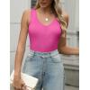 imageZeagoo Womens Ribbed Tank Tops 2024 V Neck Slim Fit Knit Sleeveless Shirts Casual Basic TeePeach Pink