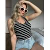 imageZeagoo Womens Ribbed Tank Tops 2024 V Neck Slim Fit Knit Sleeveless Shirts Casual Basic TeeTw102black White Stripe