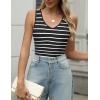 imageZeagoo Womens Ribbed Tank Tops 2024 V Neck Slim Fit Knit Sleeveless Shirts Casual Basic TeeTw102black White Stripe