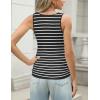 imageZeagoo Womens Ribbed Tank Tops 2024 V Neck Slim Fit Knit Sleeveless Shirts Casual Basic TeeTw102black White Stripe