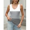 imageZeagoo Womens Ribbed Tank Tops 2024 V Neck Slim Fit Knit Sleeveless Shirts Casual Basic TeeWhite Gray Stripe
