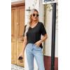 imageZeagoo Womens Summer Tops Short Sleeve Casual Shirts Floral Tee Trendy 2025 Basics V Neck Plain TshirtAblack