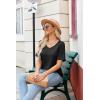 imageZeagoo Womens Summer Tops Short Sleeve Casual Shirts Floral Tee Trendy 2025 Basics V Neck Plain TshirtAblack