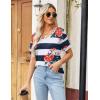 imageZeagoo Womens Summer Tops Short Sleeve Casual Shirts Floral Tee Trendy 2025 Basics V Neck Plain TshirtBf98
