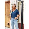 imageZeagoo Womens Summer Tops Short Sleeve Casual Shirts Floral Tee Trendy 2025 Basics V Neck Plain TshirtBlue