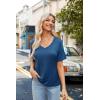 imageZeagoo Womens Summer Tops Short Sleeve Casual Shirts Floral Tee Trendy 2025 Basics V Neck Plain TshirtBlue