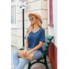 imageZeagoo Womens Summer Tops Short Sleeve Casual Shirts Floral Tee Trendy 2025 Basics V Neck Plain TshirtBlue
