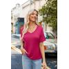 imageZeagoo Womens Summer Tops Short Sleeve Casual Shirts Floral Tee Trendy 2025 Basics V Neck Plain TshirtHot Pink