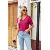 imageZeagoo Womens Summer Tops Short Sleeve Casual Shirts Floral Tee Trendy 2025 Basics V Neck Plain TshirtHot Pink