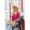 imageZeagoo Womens Summer Tops Short Sleeve Casual Shirts Floral Tee Trendy 2025 Basics V Neck Plain TshirtHot Pink