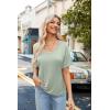 imageZeagoo Womens Summer Tops Short Sleeve Casual Shirts Floral Tee Trendy 2025 Basics V Neck Plain TshirtLight Green