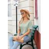 imageZeagoo Womens Summer Tops Short Sleeve Casual Shirts Floral Tee Trendy 2025 Basics V Neck Plain TshirtLight Green