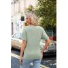 imageZeagoo Womens Summer Tops Short Sleeve Casual Shirts Floral Tee Trendy 2025 Basics V Neck Plain TshirtLight Green