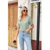 imageZeagoo Womens Summer Tops Short Sleeve Casual Shirts Floral Tee Trendy 2025 Basics V Neck Plain TshirtLight Green