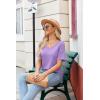 imageZeagoo Womens Summer Tops Short Sleeve Casual Shirts Floral Tee Trendy 2025 Basics V Neck Plain TshirtLilac