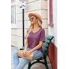 imageZeagoo Womens Summer Tops Short Sleeve Casual Shirts Floral Tee Trendy 2025 Basics V Neck Plain TshirtPurple