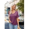 imageZeagoo Womens Summer Tops Short Sleeve Casual Shirts Floral Tee Trendy 2025 Basics V Neck Plain TshirtPurple