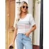 imageZeagoo Womens Summer Tops Short Sleeve Casual Shirts Floral Tee Trendy 2025 Basics V Neck Plain TshirtTw668