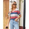 imageZeagoo Womens Summer Tops Short Sleeve Casual Shirts Floral Tee Trendy 2025 Basics V Neck Plain TshirtTw670