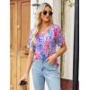 imageZeagoo Womens Summer Tops Short Sleeve Casual Shirts Floral Tee Trendy 2025 Basics V Neck Plain TshirtWf39