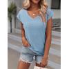 imageZeagoo 2025 Womens Tank Top V Neck Eyelet T Shirts Cap Sleeve Tops Loose Fit Blouses Dressy Casual Summer Basic ShirtsDblue 1