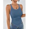 imageZeagoo Ribbed Tank Tops for Women 3 Pack Sleeveless Scoop Neck Ruched Cute Summer ShirtsBlack  Dark Blue  Grey