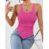 imageZeagoo Ribbed Tank Tops for Women 3 Pack Sleeveless Scoop Neck Ruched Cute Summer ShirtsBlack  Rose  White