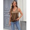 imageZeagoo Women 2025 Silk Satin Tank Tops Dressy V Neck Camisole Blouse Casual Sleeveless Cami Summer Tanks ShirtBrown