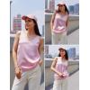 imageZeagoo Women 2025 Silk Satin Tank Tops Dressy V Neck Camisole Blouse Casual Sleeveless Cami Summer Tanks ShirtDark Pink
