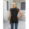 imageZeagoo Womens Lace Cap Sleeve Tops Pleated Crewneck Summer Tank Tops 2025 Dressy Casual Sleeveless Shirts BlouseBlack