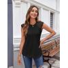 imageZeagoo Womens Lace Cap Sleeve Tops Pleated Crewneck Summer Tank Tops 2025 Dressy Casual Sleeveless Shirts BlouseBlack