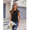 imageZeagoo Womens Lace Cap Sleeve Tops Pleated Crewneck Summer Tank Tops 2025 Dressy Casual Sleeveless Shirts BlouseBlack