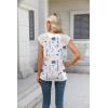 imageZeagoo Womens Lace Cap Sleeve Tops Pleated Crewneck Summer Tank Tops 2025 Dressy Casual Sleeveless Shirts BlouseBlue Flower