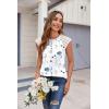 imageZeagoo Womens Lace Cap Sleeve Tops Pleated Crewneck Summer Tank Tops 2025 Dressy Casual Sleeveless Shirts BlouseBlue Flower