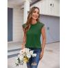 imageZeagoo Womens Lace Cap Sleeve Tops Pleated Crewneck Summer Tank Tops 2025 Dressy Casual Sleeveless Shirts BlouseDark Green