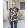 imageZeagoo Womens Lace Cap Sleeve Tops Pleated Crewneck Summer Tank Tops 2025 Dressy Casual Sleeveless Shirts BlouseFloral Black