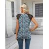 imageZeagoo Womens Lace Cap Sleeve Tops Pleated Crewneck Summer Tank Tops 2025 Dressy Casual Sleeveless Shirts BlouseFloral Blue
